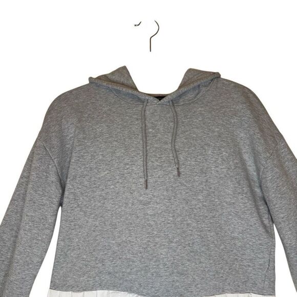 Robertson Rodeo Gray Hooded Sweatshirt with White Pleated Peplum Sz S Lagenlook - Picture 3 of 12